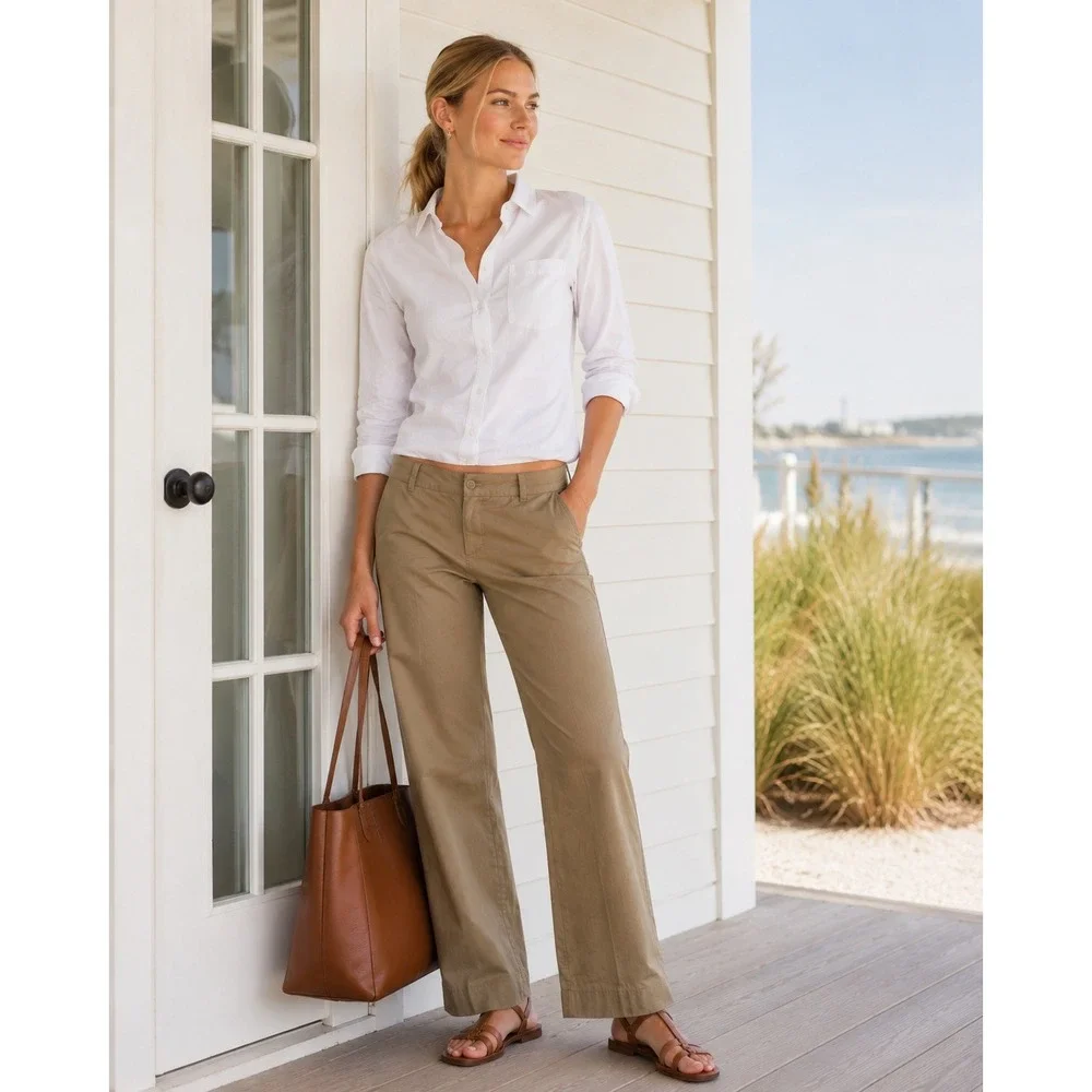 NEW‎ J. CREW Stretch Chinos City Fit Tan Khaki Pants WOMEN 4 Short 2010 96071